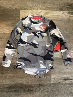 Troy Lee Designs Kids' Gray Camo Long Sleeve Mtn Bike Shirt NWT size XS